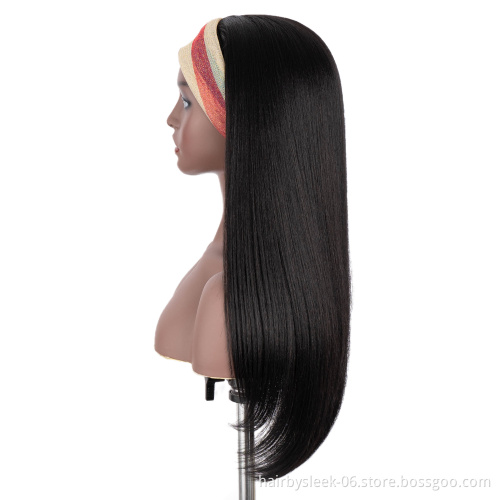 Factory price Straight Raw Cuticle Aligned Hair Heat Resistant Fiber Synthetic Wigs Headband Wig headbands For Black Women